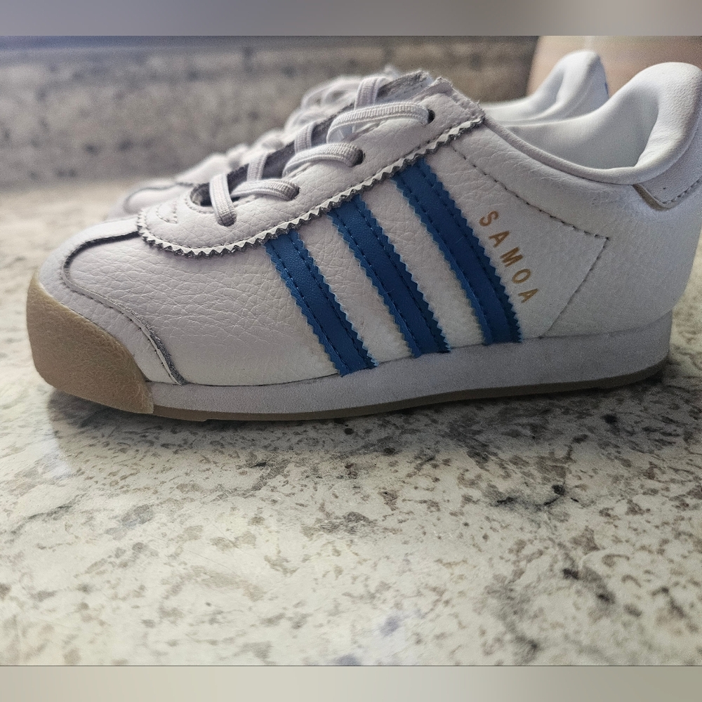 Adidas Samoa White and Blue Sneakers